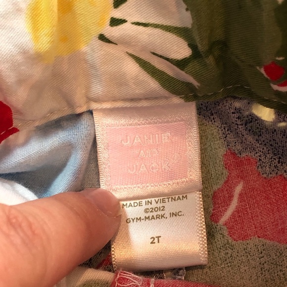 Janie And Jack Vivid Red Blue Yellow White Floral Toddler Girl Shorts Size 2T - Picture 10 of 11